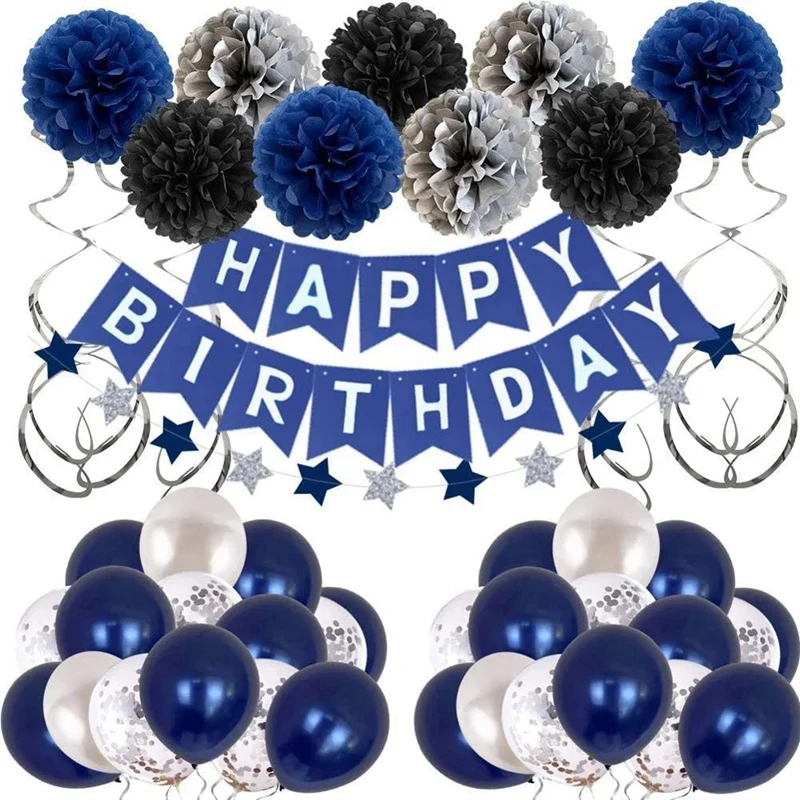 Birthday Party Decorations - Dark Blue Silver Party Favor for Graduation Ceremony,Wedding Celebrate
Birthday Party Decorations - Dark Blue Silver Party Favor for Graduation Ceremony,Wedding Celebrate