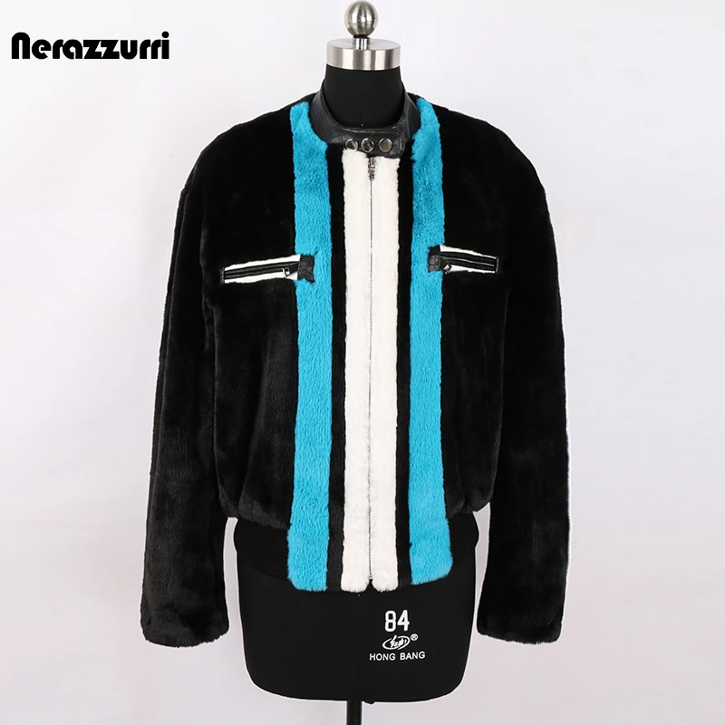Nerazzurri Зимняя Короткая Мягкая Теплая Лоскутная Пальто из Искусственного Меха Женщины Молния С Длинным Рукавом Подиумная Дизайнерская Роско...
Nerazzurri Зимняя Короткая Мягкая Теплая Лоскутная Пальто из Искусственного Меха Женщины Молния С Длинным Рукавом Подиумная Дизайнерская Роско...