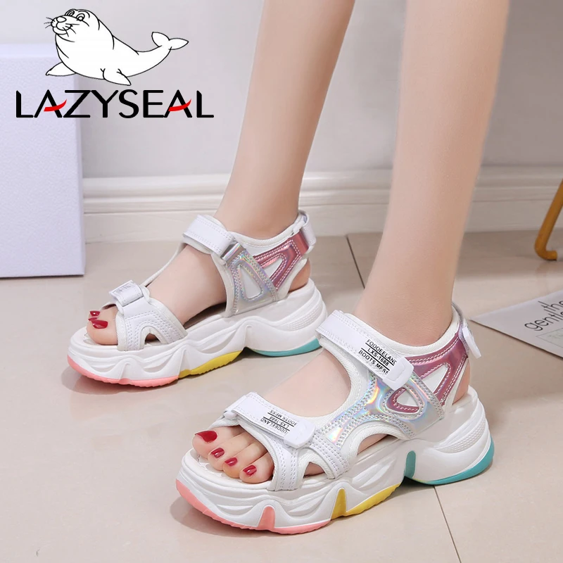 LazySeal Platform Sandals Female Summer 2020 Women Thick Bottom Rainbow Sole Hook & Loop Shoe Wedge With Open Toe Platform Shoes
LazySeal Platform Sandals Female Summer 2020 Women Thick Bottom Rainbow Sole Hook & Loop Shoe Wedge With Open Toe Platform Shoes