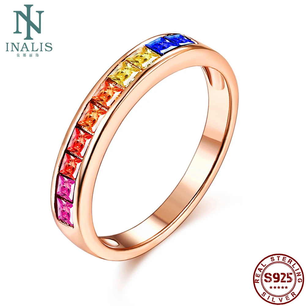 INALIS Rainbow 925 Sterling Silver Rings For Women Rose Gold Plating Colour Cubic Zirconia Multisize Rings Romantic Fine Jewelry
INALIS Rainbow 925 Sterling Silver Rings For Women Rose Gold Plating Colour Cubic Zirconia Multisize Rings Romantic Fine Jewelry