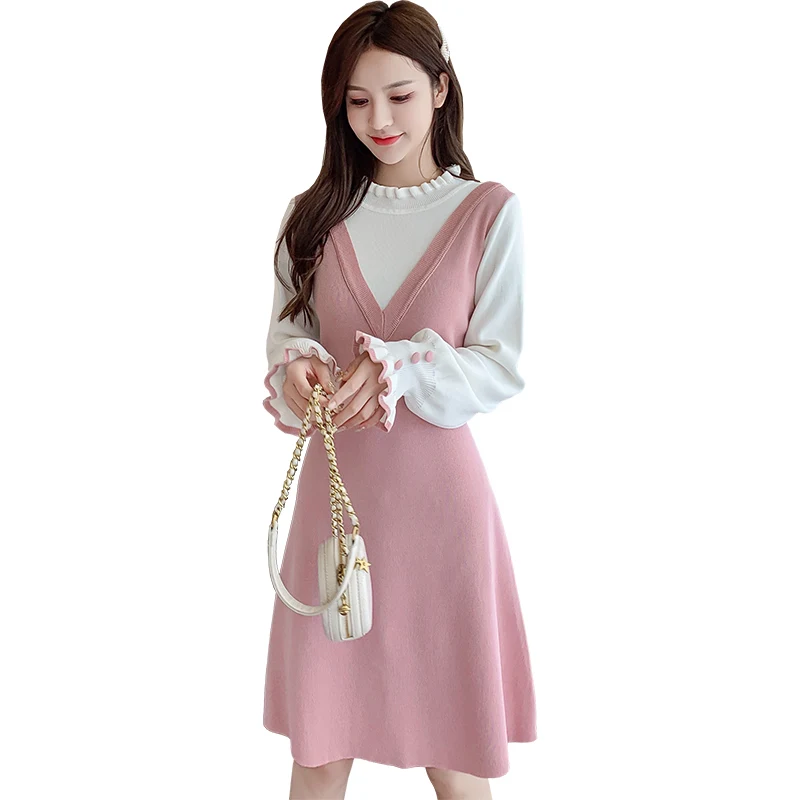 Will fall on the new female han edition loose show thin knitting false two falbala a-line dress
Will fall on the new female han edition loose show thin knitting false two falbala a-line dress