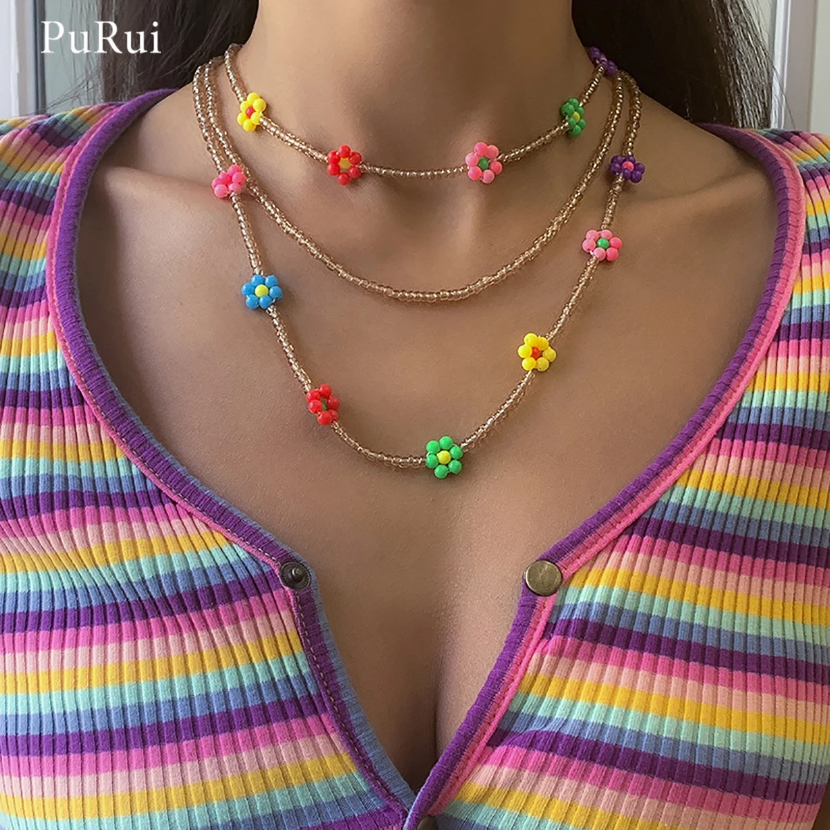 PuRui Bohemia Small Beads Flower Choker Necklace for Women Fashion Summer Short Choker Collar Trendy Girls Necklace 2021 Jewelry
PuRui Bohemia Small Beads Flower Choker Necklace for Women Fashion Summer Short Choker Collar Trendy Girls Necklace 2021 Jewelry