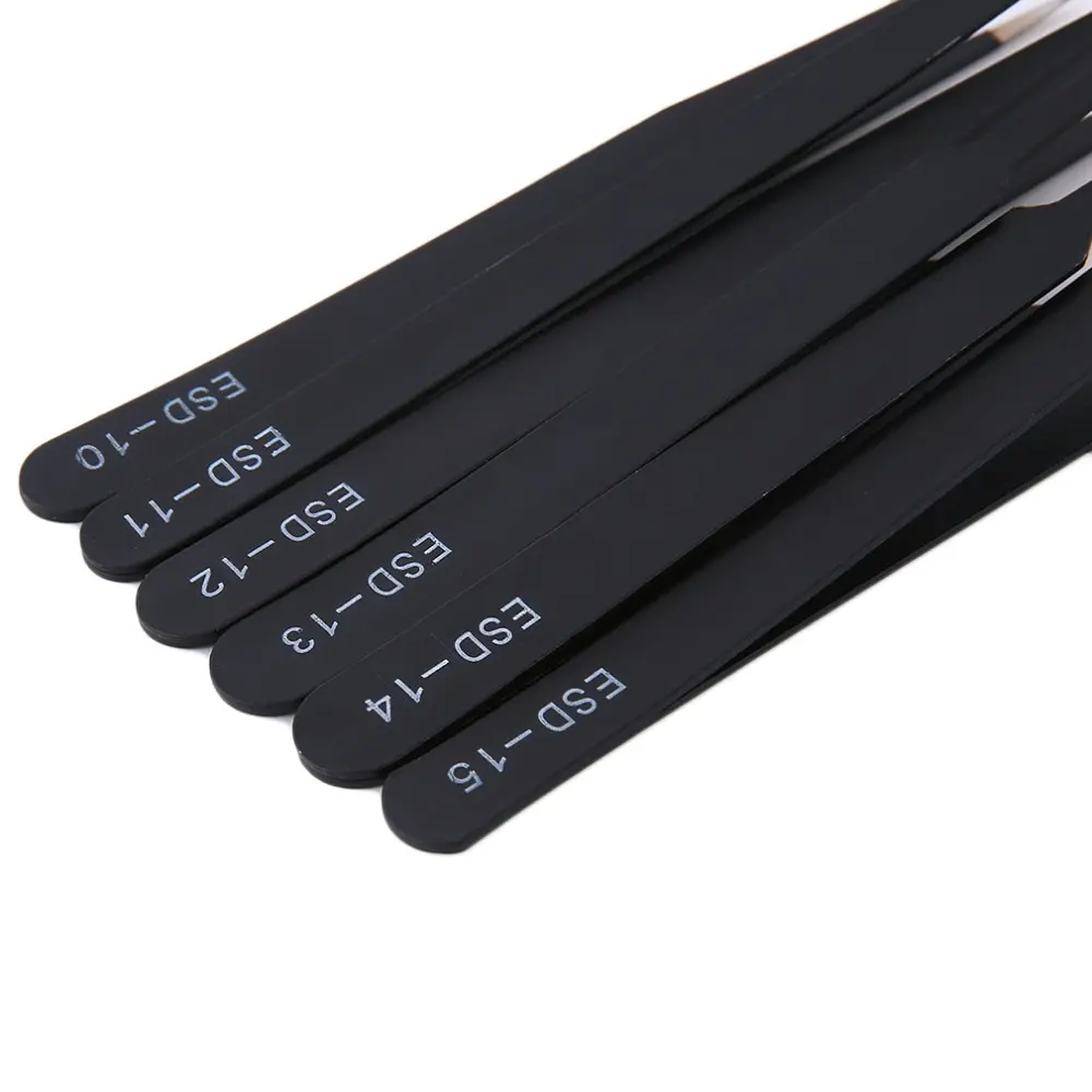 2018 NEW 6pcs/set Portable Size Resists Corrosion Anti-static Tweezers For Repairing Electronic Maintenance Tools Black
2018 NEW 6pcs/set Portable Size Resists Corrosion Anti-static Tweezers For Repairing Electronic Maintenance Tools Black