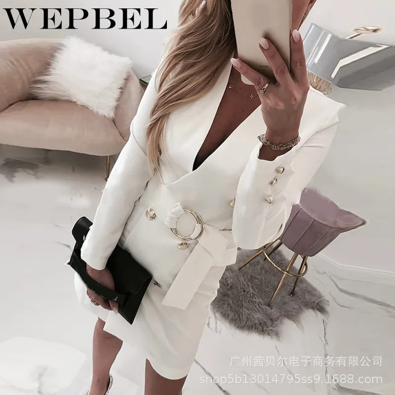 WEPBEL Women's Solid Color Slim-Fit Dress Fashion V-neck Long-Sleeved Belt High Waist Business Dress Autumn
WEPBEL Women's Solid Color Slim-Fit Dress Fashion V-neck Long-Sleeved Belt High Waist Business Dress Autumn