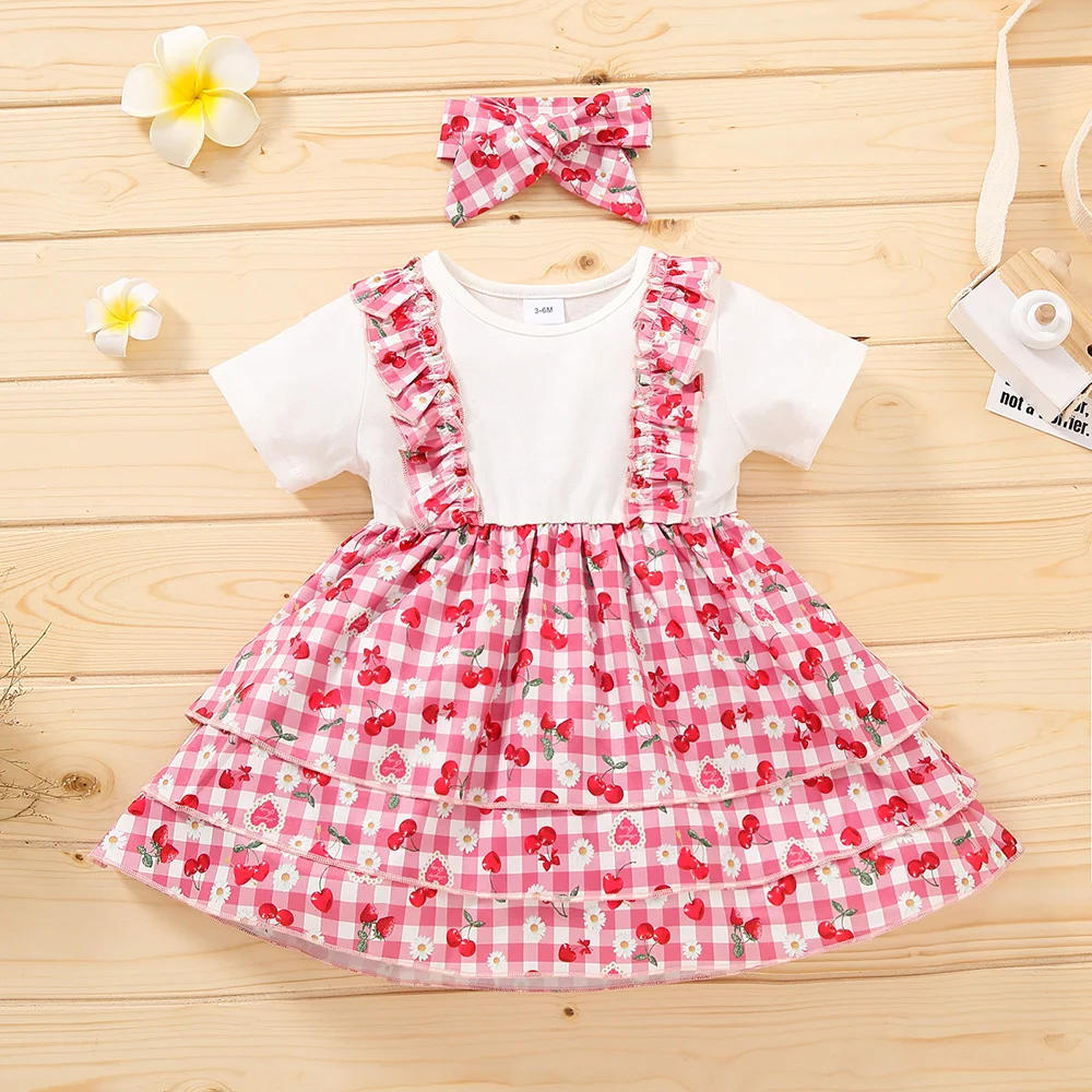 Pink Princess Baby Dress Summer BOW CHERRY Plaid Skirt Round Neck Short Sleeve Suitable For Baby Girls Aged 3-18 Months
Pink Princess Baby Dress Summer BOW CHERRY Plaid Skirt Round Neck Short Sleeve Suitable For Baby Girls Aged 3-18 Months