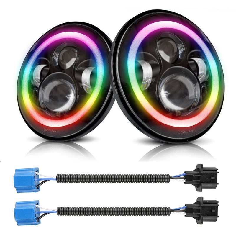 2pcs Headlight RGB 7 inch LED Head Lamp DRL High Low Beam Compatible with -Jeep Wrangler LJ Unlimited TJ JK 2 Doors CJ-7
2pcs Headlight RGB 7 inch LED Head Lamp DRL High Low Beam Compatible with -Jeep Wrangler LJ Unlimited TJ JK 2 Doors CJ-7