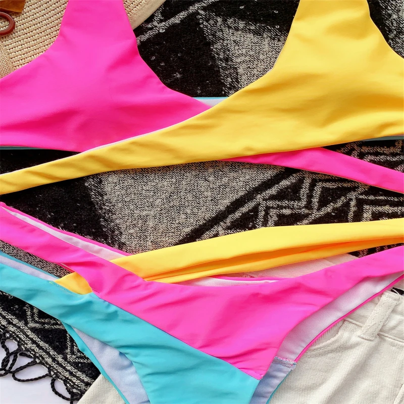 Colorful Splicing Bikini Female Swimsuit Women Swimwear Two-piece Bikini Set Asymmetric Mid Waist Bather Bathing Suit Swim
Colorful Splicing Bikini Female Swimsuit Women Swimwear Two-piece Bikini Set Asymmetric Mid Waist Bather Bathing Suit Swim