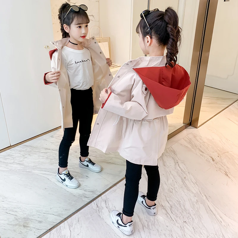 Children Autumn Trench Coats Girls Long Outerwear Teenage Windbreaker 2022 New Spring Fall Kids Clothes Fashion Hooded Jackets 
Children Autumn Trench Coats Girls Long Outerwear Teenage Windbreaker 2022 New Spring Fall Kids Clothes Fashion Hooded Jackets