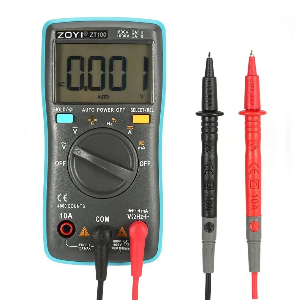 ZT100 Mini Auto Range Digital Multimeter 4000 counts AC/DC Ammeter Voltmeter 550V Overload Protection LCD Backlight
ZT100 Mini Auto Range Digital Multimeter 4000 counts AC/DC Ammeter Voltmeter 550V Overload Protection LCD Backlight