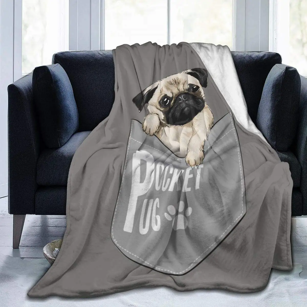 Flannel Throw Blanket Cute Pocket Pug Dog Cartoon Gray Cozy&Soft Plush Blankets for Bed Couch Living Room Sofa Chair
Flannel Throw Blanket Cute Pocket Pug Dog Cartoon Gray Cozy&Soft Plush Blankets for Bed Couch Living Room Sofa Chair