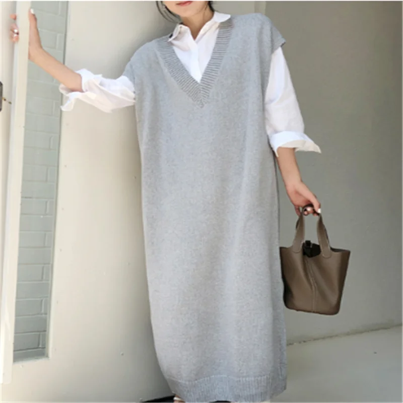 New Vintage Sweater Women Dress Winter Long Sleeveless Sweater Knitted Dresses loose Maxi Oversize Lady Dresses Robe Vestidos
New Vintage Sweater Women Dress Winter Long Sleeveless Sweater Knitted Dresses loose Maxi Oversize Lady Dresses Robe Vestidos