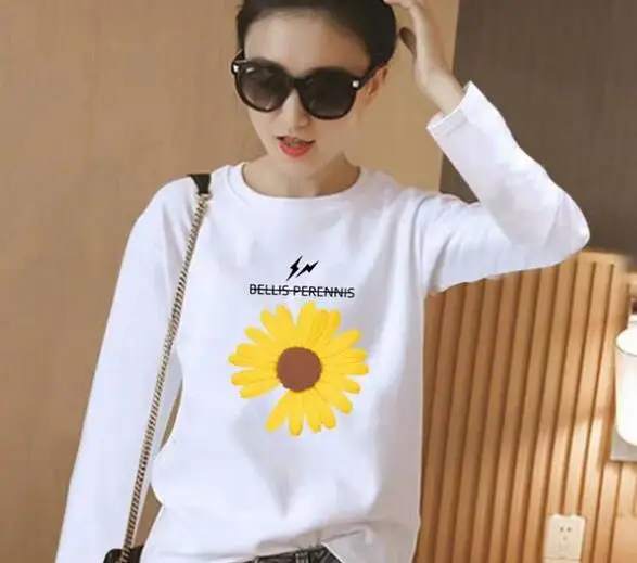 New Women's Round Collar Long Sleeve Cotton Blend Printing Loose T-Shirt 
New Women's Round Collar Long Sleeve Cotton Blend Printing Loose T-Shirt