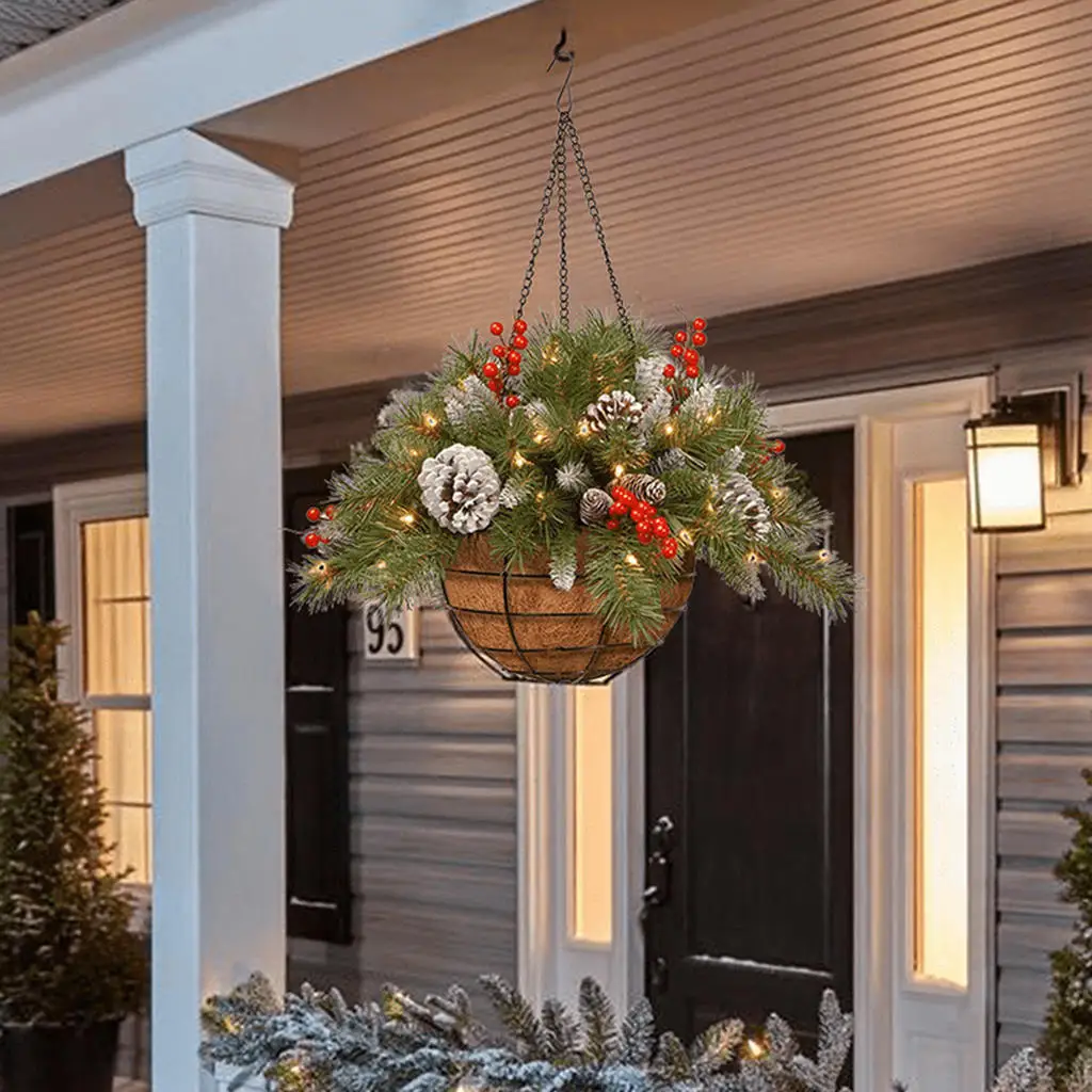 Holiday Wreath with Berry Pine Needle Decorative Hanging Basket Vivid Imitated PVC Lifelike for Festival Decor Xmas Party
Holiday Wreath with Berry Pine Needle Decorative Hanging Basket Vivid Imitated PVC Lifelike for Festival Decor Xmas Party