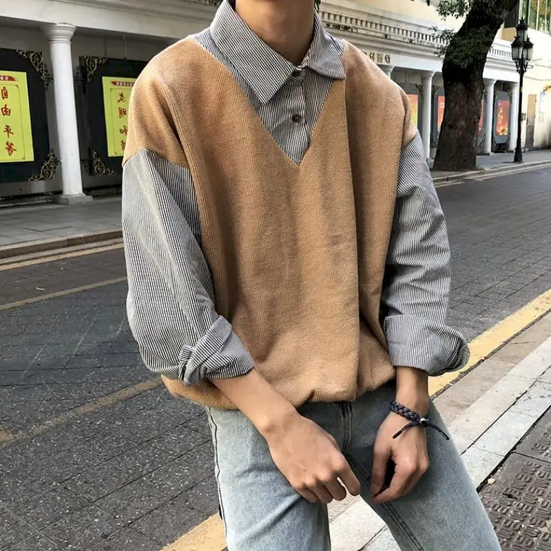 Fonekie Fake Two Sweater Shirts Men Autumn Thin Shirt Collar Korean Coat Jacket Student Casual Handsome Pullover Mens Clothing
Fonekie Fake Two Sweater Shirts Men Autumn Thin Shirt Collar Korean Coat Jacket Student Casual Handsome Pullover Mens Clothing