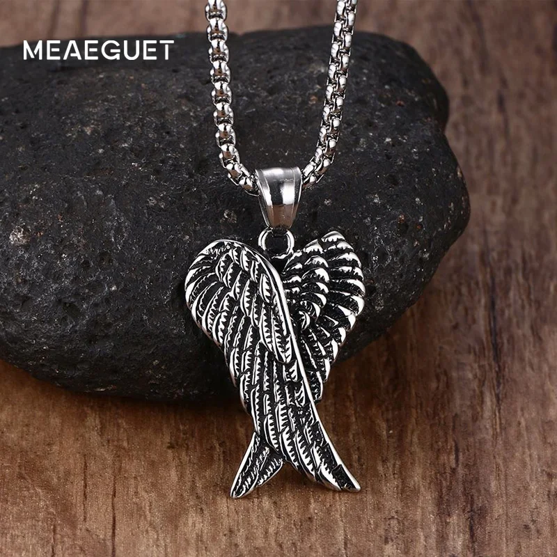 Meaeguet Vintage Punk Guards Necklaces Pendant Stainless Steel Black Tone Guardian Angel Wings Necklace Gift For Men Women
Meaeguet Vintage Punk Guards Necklaces Pendant Stainless Steel Black Tone Guardian Angel Wings Necklace Gift For Men Women