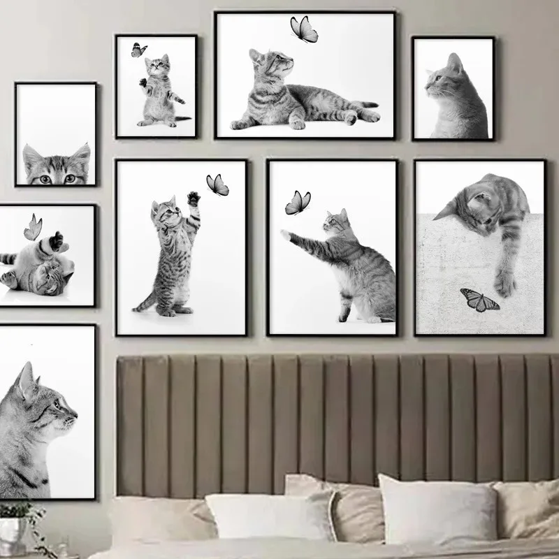 Black White Cat Butterfly Funny Animals Pet Art Canvas Painting Nordic Posters And Prints Wall Picture For Living Room Decor
Black White Cat Butterfly Funny Animals Pet Art Canvas Painting Nordic Posters And Prints Wall Picture For Living Room Decor