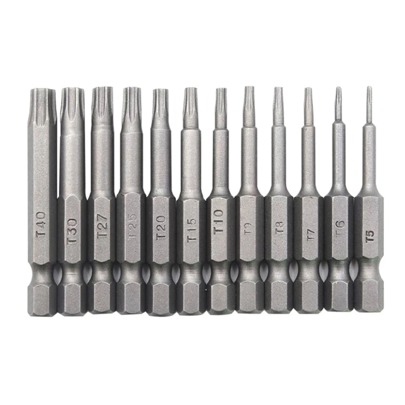 12 Pcs 50mm 1/4 Inch Hex Shank T5-T40 Torx Head Screw Driver Bits Set Electric Screwdriver Tools
12 Pcs 50mm 1/4 Inch Hex Shank T5-T40 Torx Head Screw Driver Bits Set Electric Screwdriver Tools