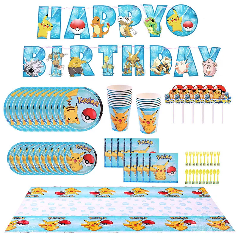New Pokemon Family Reunion Pikachu Anime Children's Birthday Party Disposable Tablecloth Paper Cups Plates Cup Cutlery Set Toys
New Pokemon Family Reunion Pikachu Anime Children's Birthday Party Disposable Tablecloth Paper Cups Plates Cup Cutlery Set Toys