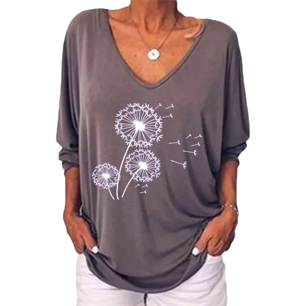 Женские футболки, модная одежда, осенние свободные женские топы с V-образным вырезом и цветочным принтом, популярные женские футболки 
Женские футболки, модная одежда, осенние свободные женские топы с V-образным вырезом и цветочным принтом, популярные женские футболки