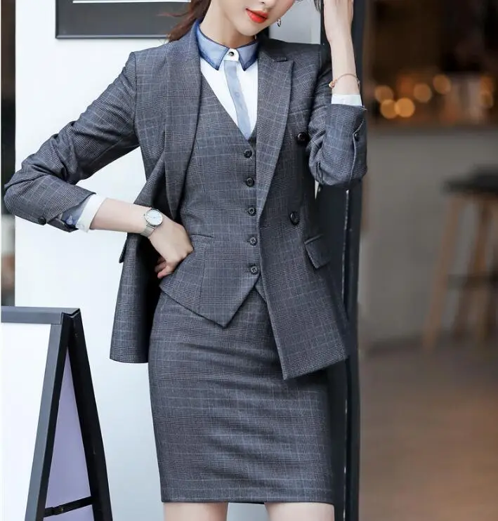 Pants Suits Women Double Breasted Slim Plaid Blazer Vest Pants 3 Piece Set Business Formal Work Office Ladies Wear Plus Size
Pants Suits Women Double Breasted Slim Plaid Blazer Vest Pants 3 Piece Set Business Formal Work Office Ladies Wear Plus Size
