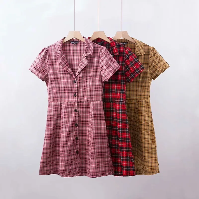 Vintage Plaid Harajuku Dress Summer Women Short Sleeve Short Dresses Elegant Holiday Wedding Party Patchwork Tunic Dress
Vintage Plaid Harajuku Dress Summer Women Short Sleeve Short Dresses Elegant Holiday Wedding Party Patchwork Tunic Dress
