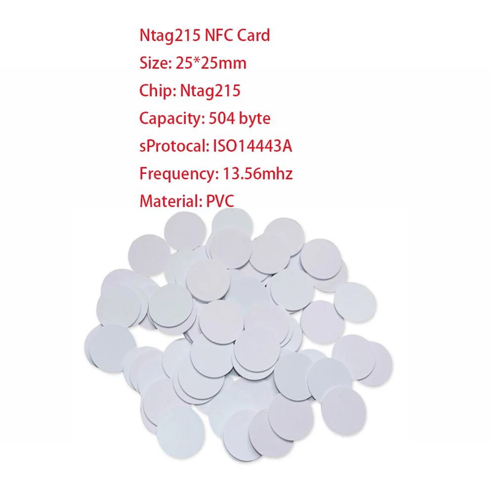 10pcs NFC Ntag215 Coin TAGS Key 13.56MHz NTAG 215 Universal Label RFID Ultralight Tags Labels 25 mm diameter free shipping
10pcs NFC Ntag215 Coin TAGS Key 13.56MHz NTAG 215 Universal Label RFID Ultralight Tags Labels 25 mm diameter free shipping