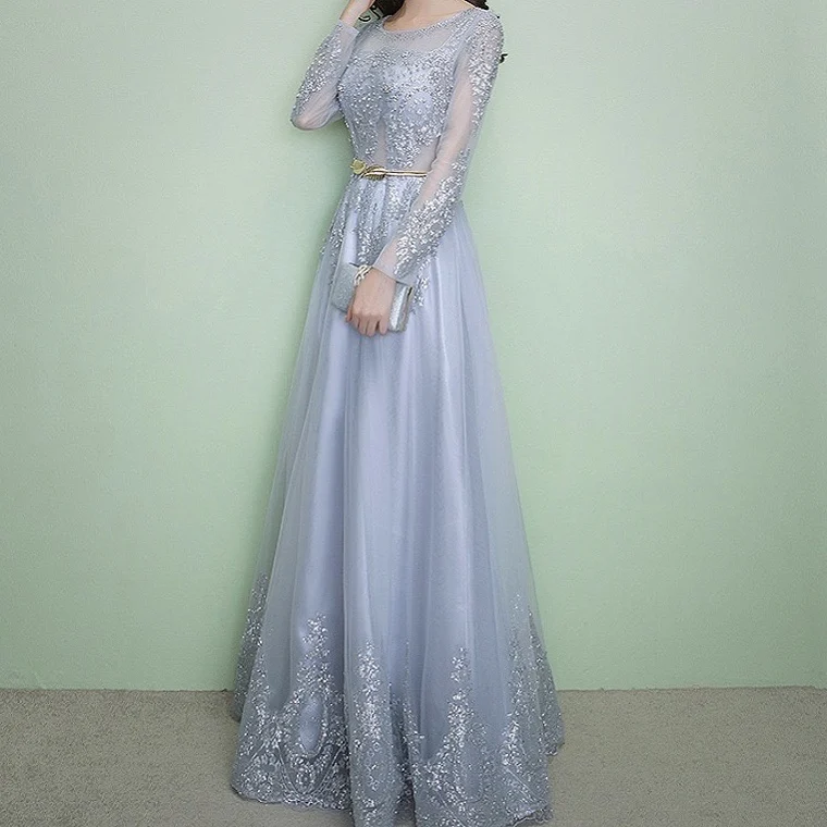 Silver Mother of the Bride Dresses Long Sleeve Pearls Sequin Beads Tulle O-neck A-line Elegant Women Wedding Party Evening Gowns
Silver Mother of the Bride Dresses Long Sleeve Pearls Sequin Beads Tulle O-neck A-line Elegant Women Wedding Party Evening Gowns