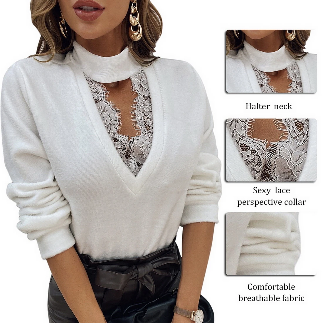 Women Casual O Neck Solid Blouse Shirt Sexy Ladies Hollow Out Lace Pullover Tops Spring Autumn Long Sleeve Elegant Shirt Blusas
Women Casual O Neck Solid Blouse Shirt Sexy Ladies Hollow Out Lace Pullover Tops Spring Autumn Long Sleeve Elegant Shirt Blusas