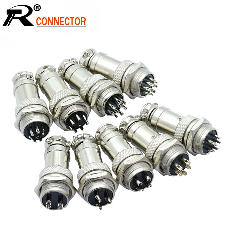 

10sets/lot GX16 2/3/4/5/6/7/8/9 Pin Male & Female 16mm L70-78 Circular Aviation Socket Plug Wire Panel XLR Connector