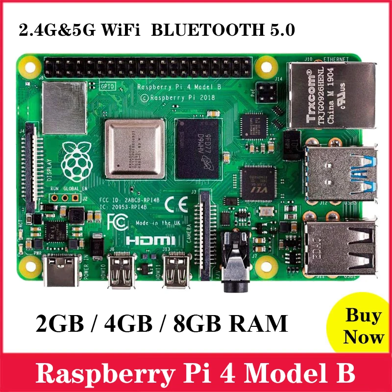 

Original Raspberry Pi 4 Model B 2GB/4GB/8GB RAM BCM2711 Quad core Cortex-A72 ARM v8 1.5GHz 2.4/5.0 GHz WIFI Bluetooth 5.0 RPI 4B