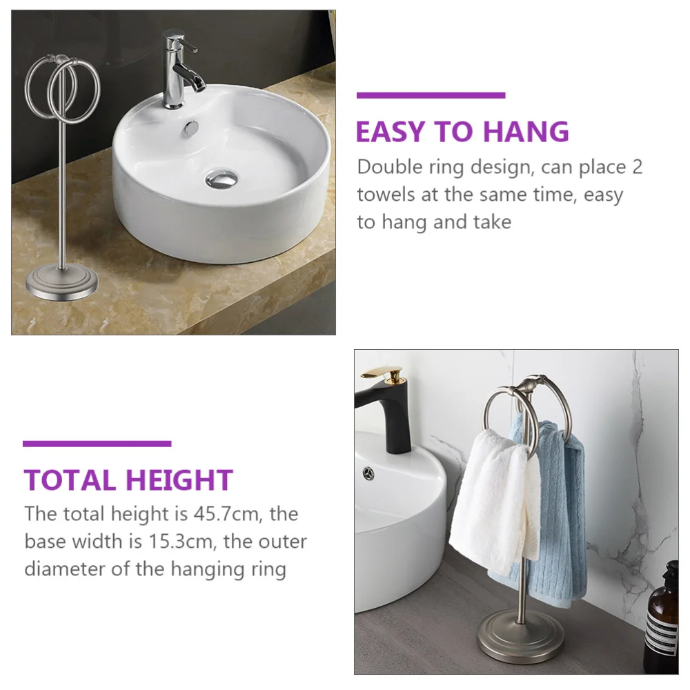 1Pc Stainless Steel Towel Rack Movable Floor-standing Double Rings Towel Rack 
1Pc Stainless Steel Towel Rack Movable Floor-standing Double Rings Towel Rack