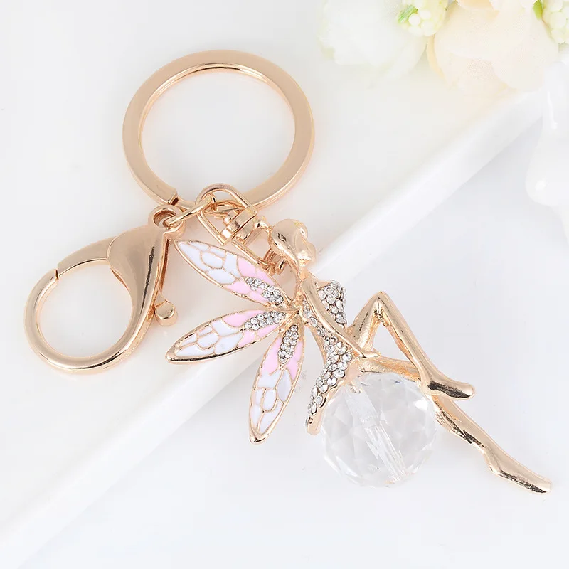 Стразы-Хрустальный брелок Фея-шар Tinkerbell-Ангел-подвески-крылья автомобильный для