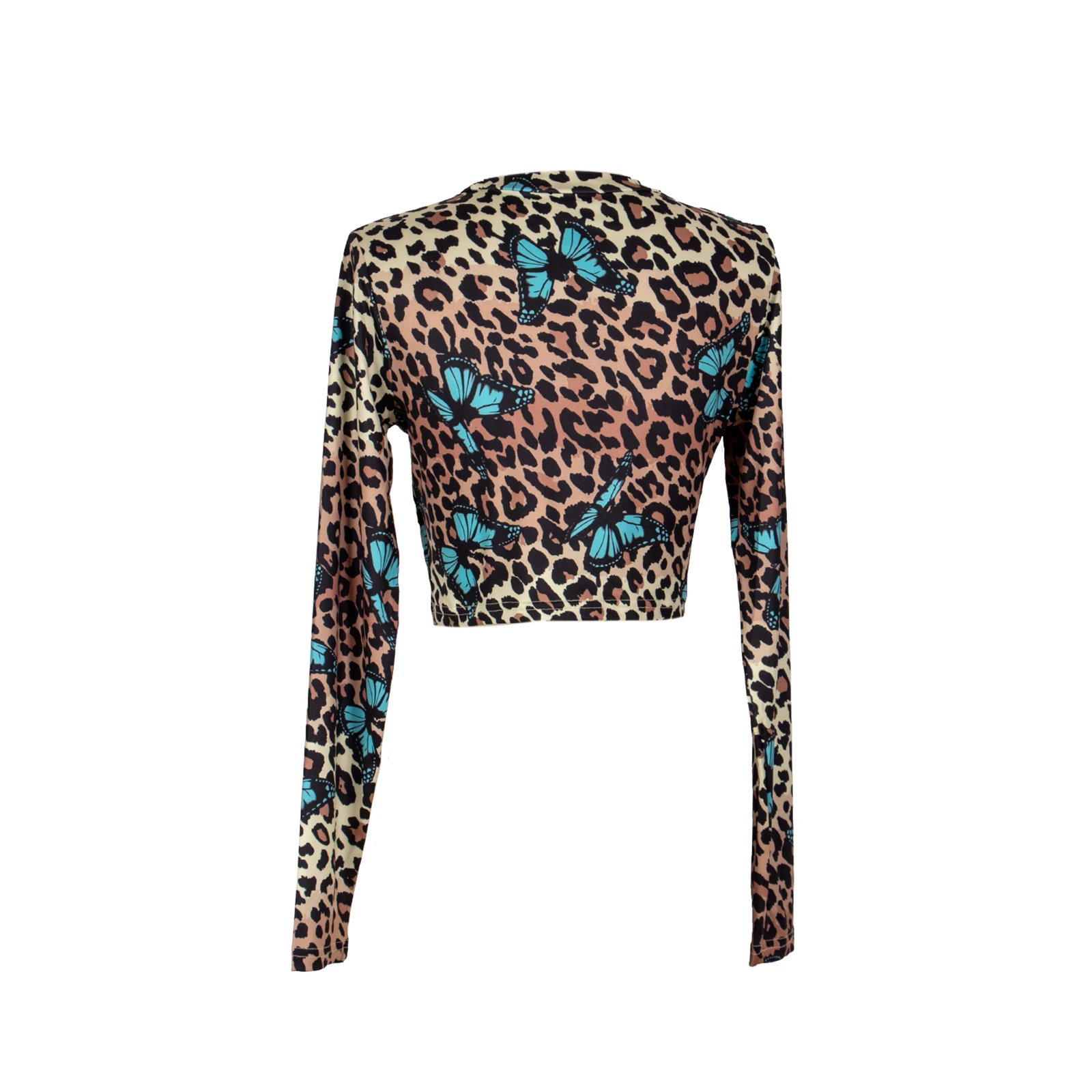 Women's T-shirt, Long Sleeve Round Neck Butterfly Leopard Print Slim Top for Vacation Travelling Party Shopping
Women's T-shirt, Long Sleeve Round Neck Butterfly Leopard Print Slim Top for Vacation Travelling Party Shopping