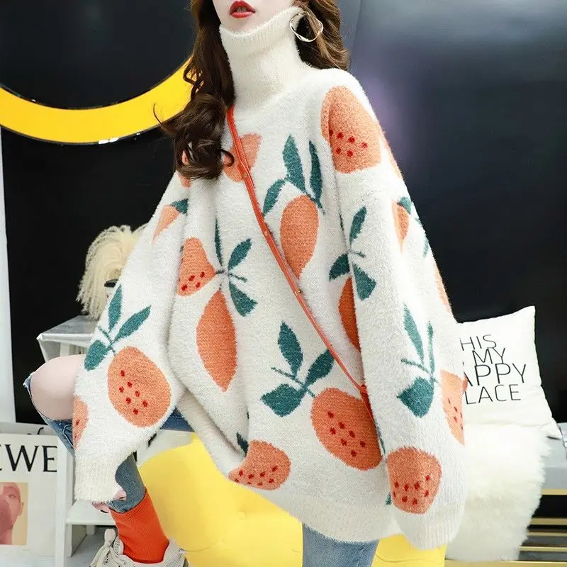 Autumn and Winter Loose Outerwear Sweater Women Bottoming Shirt Thick Fake Mink Fur High Collar Lazy Style Long Sweater Spring
Autumn and Winter Loose Outerwear Sweater Women Bottoming Shirt Thick Fake Mink Fur High Collar Lazy Style Long Sweater Spring