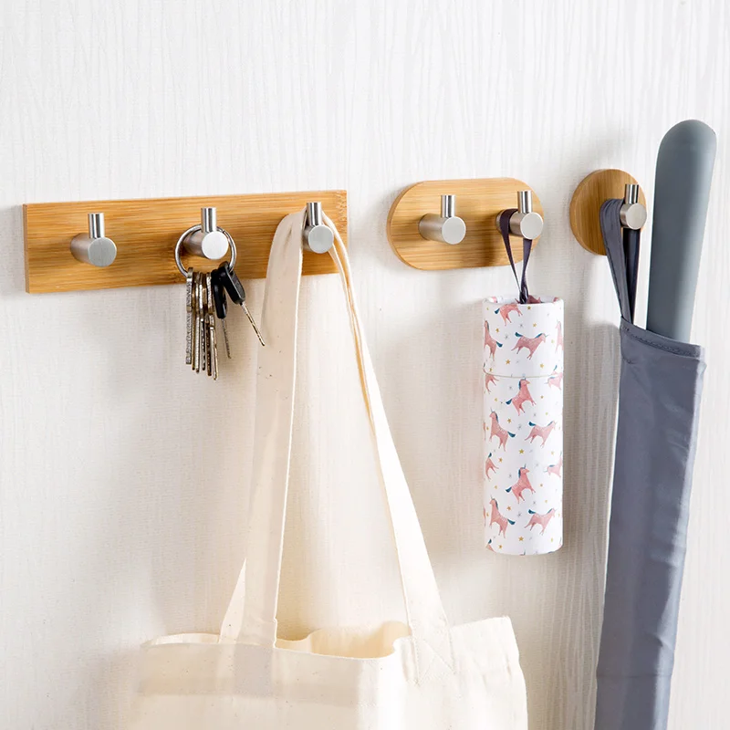 Bamboo Wood Hooks Wall Hanger Stainless Steel Seamless Adhesive Coat Clothes Key Hook Kitchen Bathroom Door Towel Hanging Rack
Bamboo Wood Hooks Wall Hanger Stainless Steel Seamless Adhesive Coat Clothes Key Hook Kitchen Bathroom Door Towel Hanging Rack
