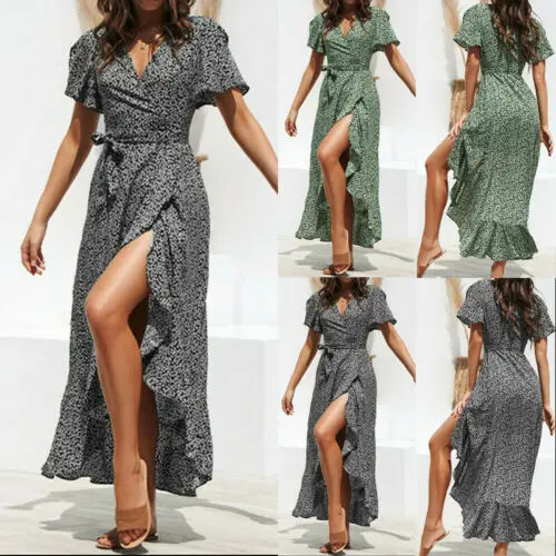hirigin Summer Beach Maxi Dress Women Floral Print Boho Long Dress Ruffles Wrap Casual V-Neck Split Sexy Party Dress Robe Femme
hirigin Summer Beach Maxi Dress Women Floral Print Boho Long Dress Ruffles Wrap Casual V-Neck Split Sexy Party Dress Robe Femme
