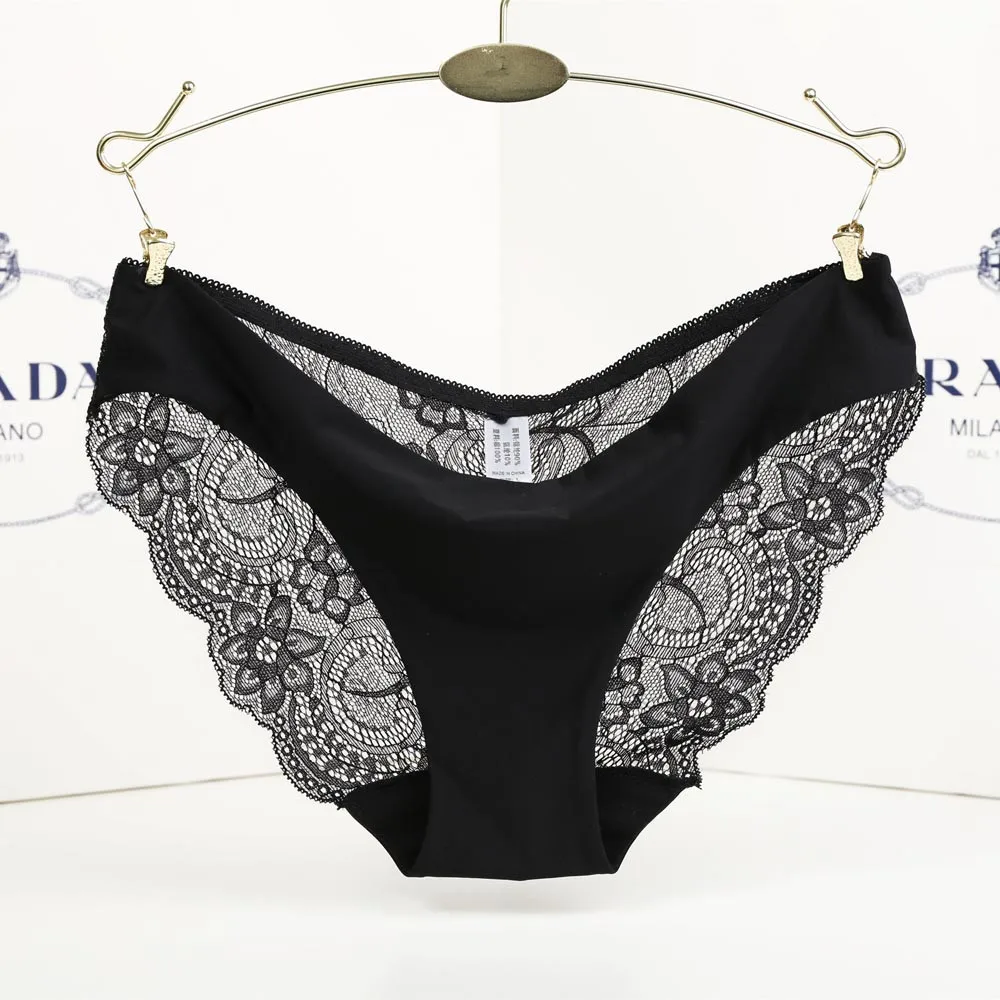 S-2XL! Бесшовные женские сексуальные кружевные трусики с низкой посадкой бесшовные