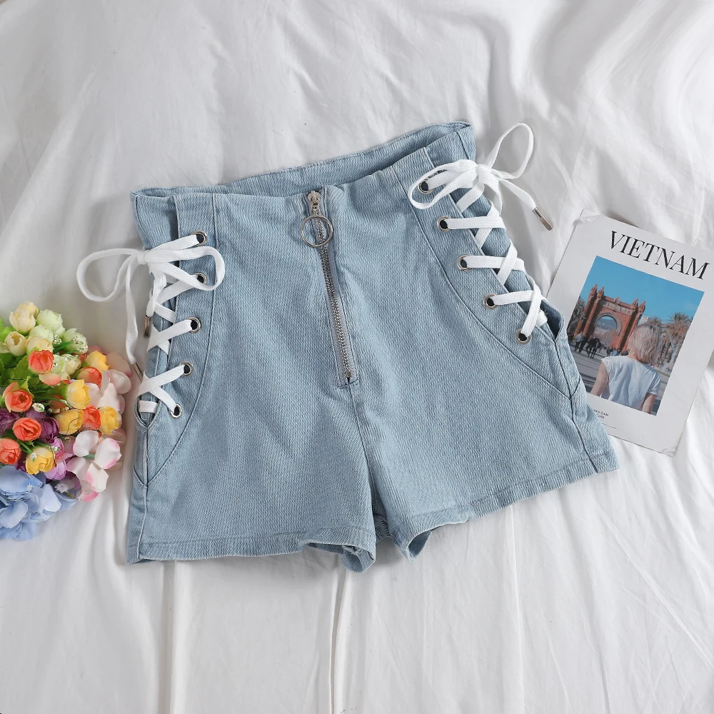 Vintage High Waist Blue side lace up Female Jean Shorts Women's Denim Shorts Classic Casual Summer Ladies Shorts Jeans for Women 
Vintage High Waist Blue side lace up Female Jean Shorts Women's Denim Shorts Classic Casual Summer Ladies Shorts Jeans for Women