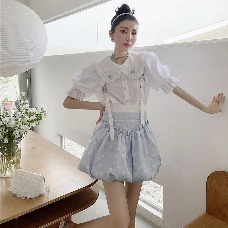 Kimotimo Women Shirt 2021 Ins Summer Sweet Peter Pan Collar Puff Sleeve Tops Stitching Short-sleeved Butterfly Buckle Pin Blouse
Kimotimo Women Shirt 2021 Ins Summer Sweet Peter Pan Collar Puff Sleeve Tops Stitching Short-sleeved Butterfly Buckle Pin Blouse