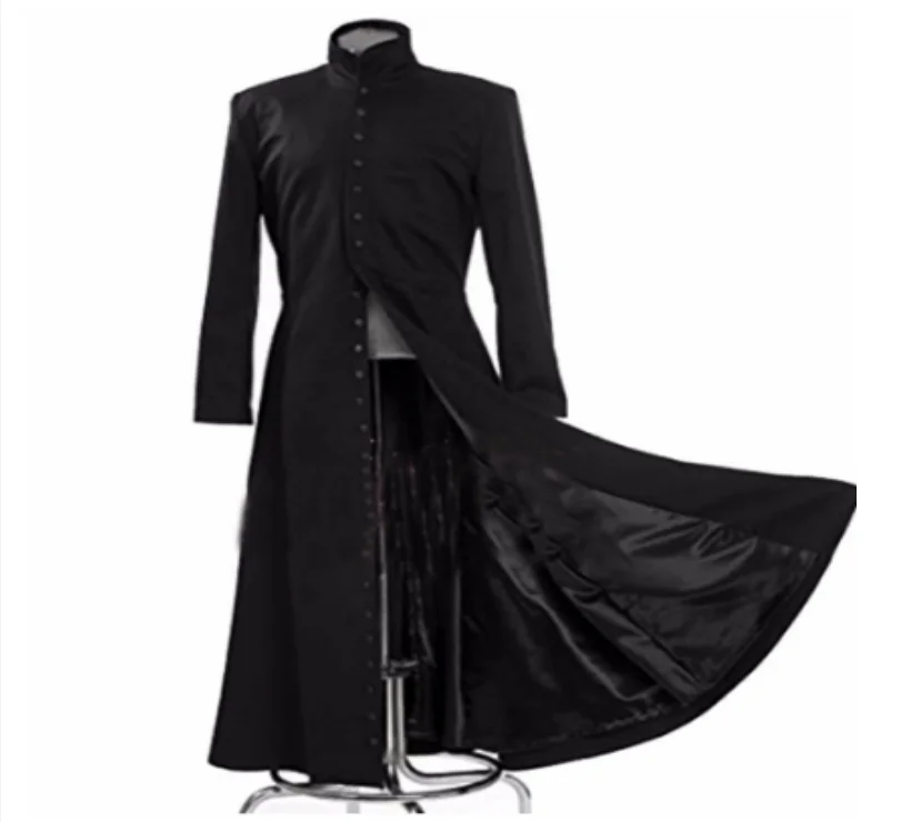 Черный костюм для костюмированной вечеринки Matrix плащ Neo только пальто на