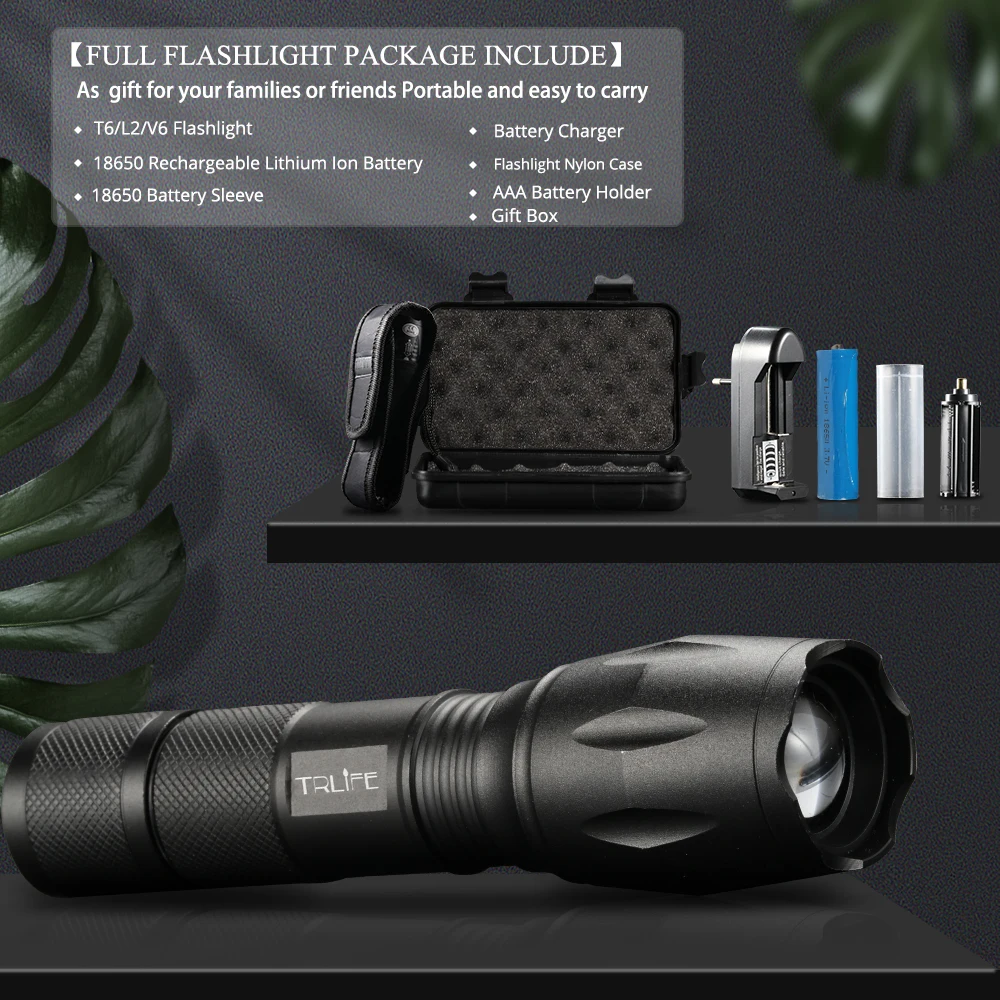 LED Flashlight Ultra Bright Torch T6/L2//V6 5 Lighting Modes lanterna Zoom Powerful Bicycle Light Camping Light by 18650 Battery
LED Flashlight Ultra Bright Torch T6/L2//V6 5 Lighting Modes lanterna Zoom Powerful Bicycle Light Camping Light by 18650 Battery