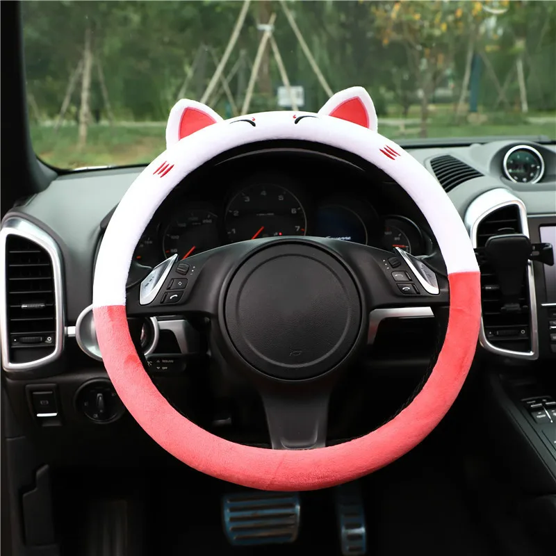 

Winter Warm Anti-skid Steering Wheel Cover Lucky Cat Car Steering Wheel Cover Plush Car Handlebar Cover Car