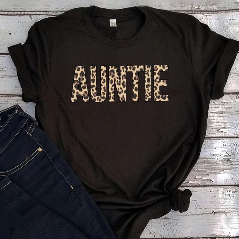 Leopard Auntie Shirt Leopard Print T Shirts Kawaii Women Clothes Aunt Life Gift for Aunt Fashion Women Auntie Tops Harajuku