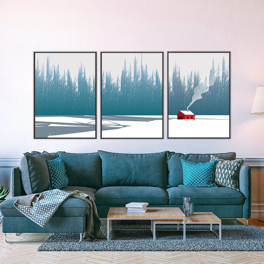 

Зимний пейзаж скандинавский лес дом настенная Картина на холсте скандинавские постеры и принты настенные картины для декора гостиной