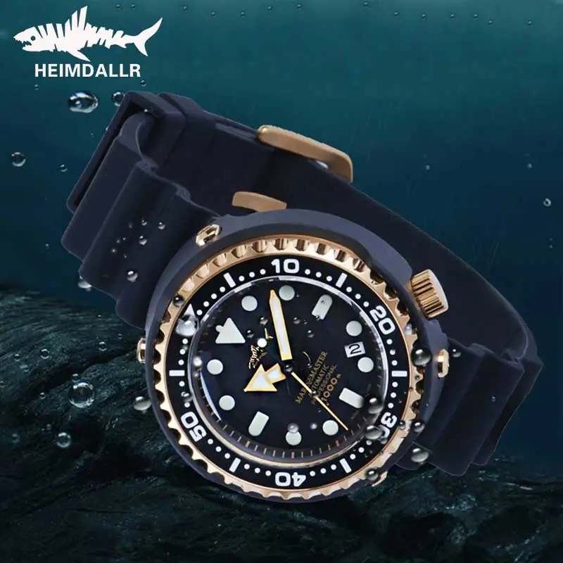 HEIMDALLR Men's Diving Watch 1000M Water Resistance Golden Plated Black PVD Coated Case NH35A Automatic Movement Tuna Dive Watch
HEIMDALLR Men's Diving Watch 1000M Water Resistance Golden Plated Black PVD Coated Case NH35A Automatic Movement Tuna Dive Watch