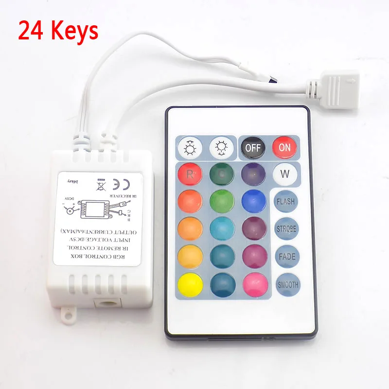 DC 12V 24 Keys IR Remote RGB Controller for SMD3528/5050/5730/5630/3014 RGB LED Strip lights Mini Controller DC12V no batteryR1
DC 12V 24 Keys IR Remote RGB Controller for SMD3528/5050/5730/5630/3014 RGB LED Strip lights Mini Controller DC12V no batteryR1