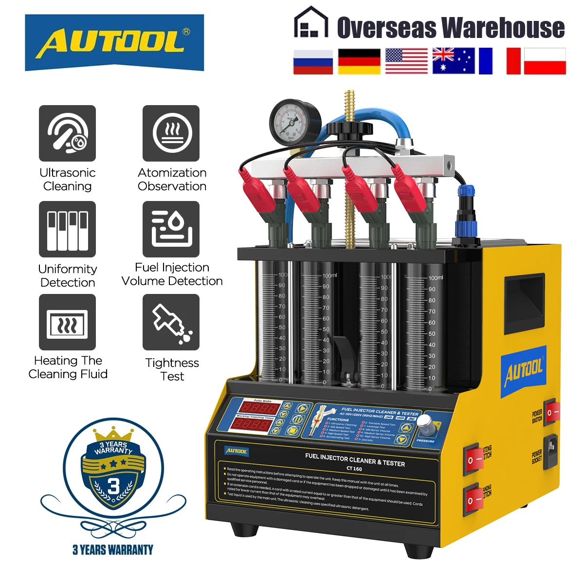 Автомобильный топливный инжектор AUTOOL CT160 ультразвуковой очиститель 4