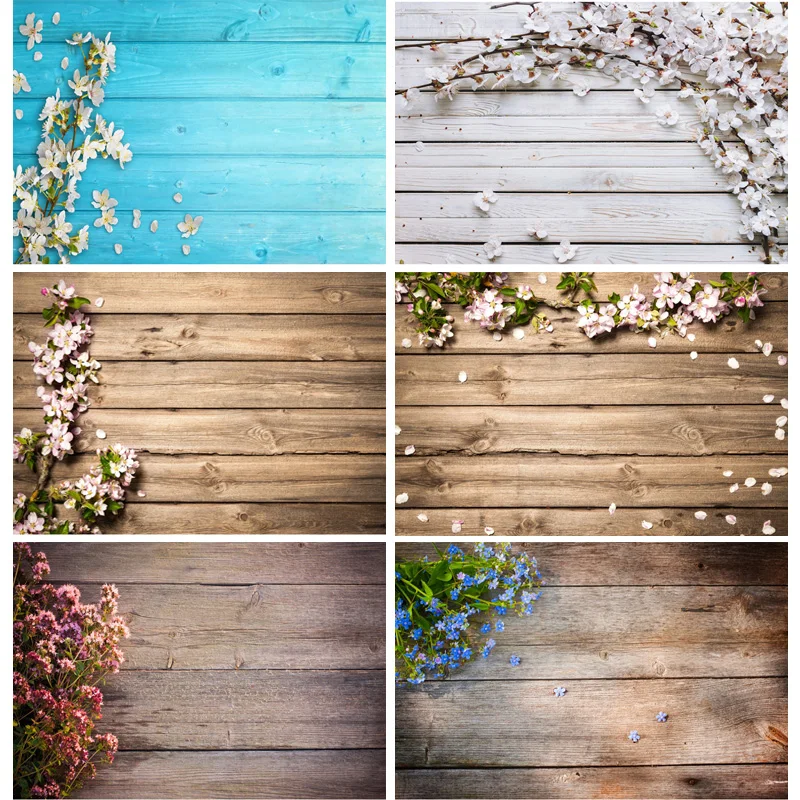 

ZHISUXI Vinyl Custom Photography Backdrops Prop Flower and wood planks Theme Photography Background LCJD-165