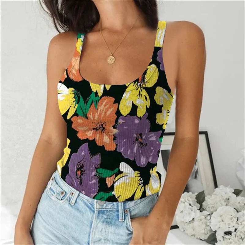 Fashion Women Cami Tops Summer Camisole Floral Print Beachwear Streetwear Sleeveless t Shirt Casual Vest Tees Women Tops 
Fashion Women Cami Tops Summer Camisole Floral Print Beachwear Streetwear Sleeveless t Shirt Casual Vest Tees Women Tops
