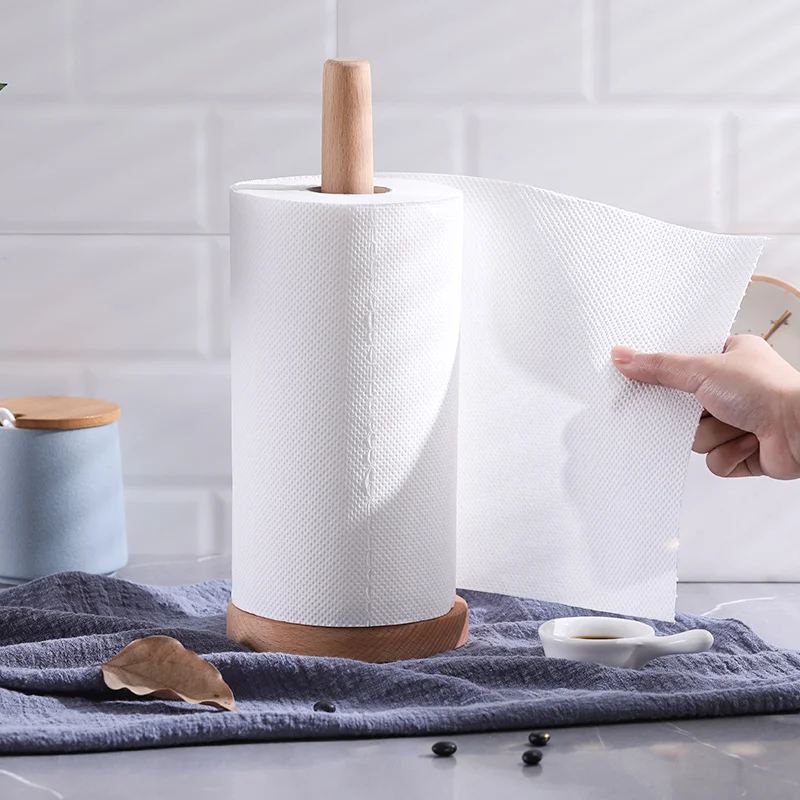 

Beech Wooden Vertical Stand Roll Paper Stand Holder Kitchen Paper Towel Toilet Tissue Holder Household Kitchen Tool ZM1027